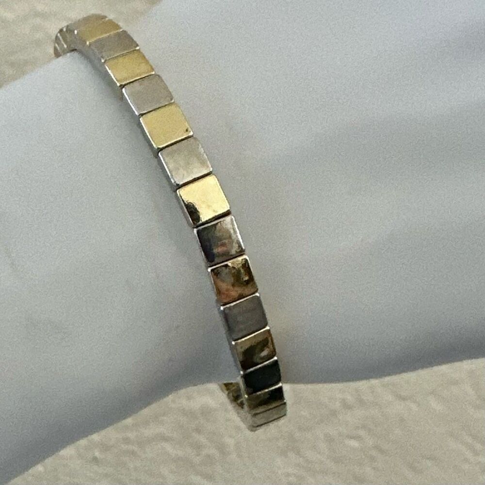 Two-Tone Stretch Bracelet – Square Link Style